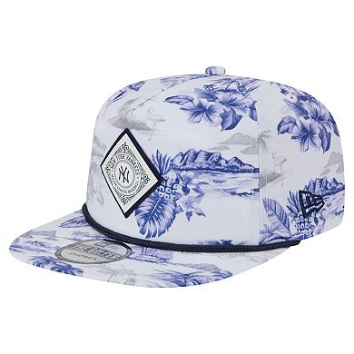 Men's New Era White New York Yankees Printed Island Golfer Snapback Hat