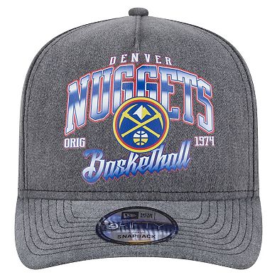 Men's New Era Charcoal Denver Nuggets Throwback Washed Pre-Curved 9FIFTY Snapback Hat