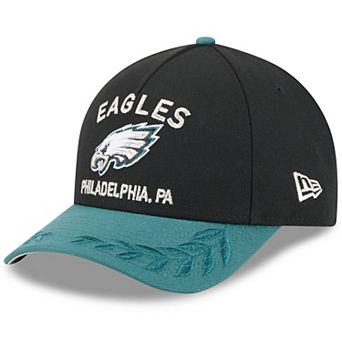 Men's New Era Black/Midnight Green Philadelphia Eagles 2025 NFL Draft 9FORTY A-Frame M-Crown Adjustable Hat