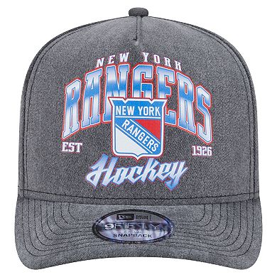 Men's New Era Charcoal New York Rangers Throwback Washed A-Frame Pre-Curved 9FIFTY Snapback Hat