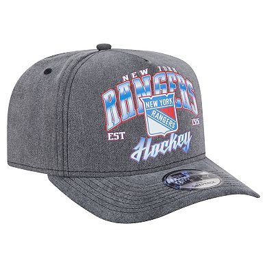 Men's New Era Charcoal New York Rangers Throwback Washed A-Frame Pre-Curved 9FIFTY Snapback Hat