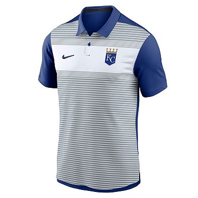 Men's Nike White/Royal Kansas City Royals Vapor Striped Performance Polo