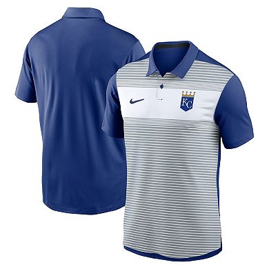 Men's Nike White/Royal Kansas City Royals Vapor Striped Performance Polo