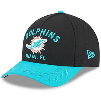 Youth New Era Black/Aqua Miami Dolphins 2025 NFL Draft 9FORTY A-Frame M-Crown Adjustable Hat