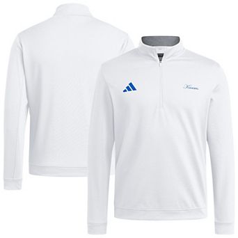 Men's adidas White Kansas Jayhawks Elevated Quarter-Zip Jacket