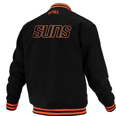 Unisex FISLL Black Phoenix Suns Logoman Shadow Collection Full-Snap Varsity Jacket