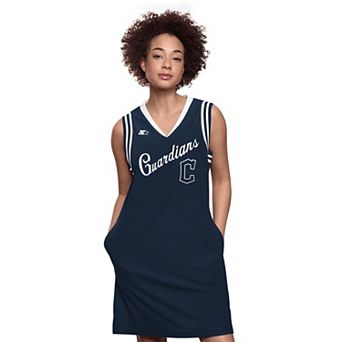 Women's Starter Navy Cleveland Guardians Fast Track Sneaker V-Neck Dress