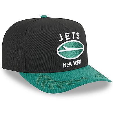 Youth New Era Black/Green New York Jets 2025 NFL Draft A-Frame 9FIFTY Snapback Hat