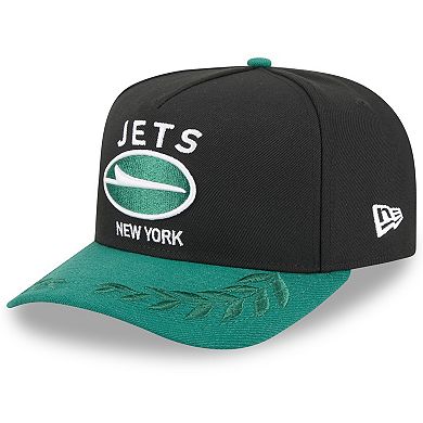 Youth New Era Black/Green New York Jets 2025 NFL Draft A-Frame 9FIFTY Snapback Hat