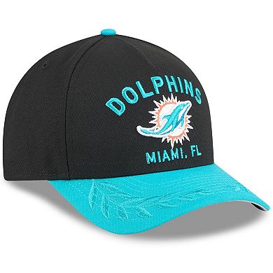 Men's New Era Black/Aqua Miami Dolphins 2025 NFL Draft 9FORTY A-Frame M-Crown Adjustable Hat