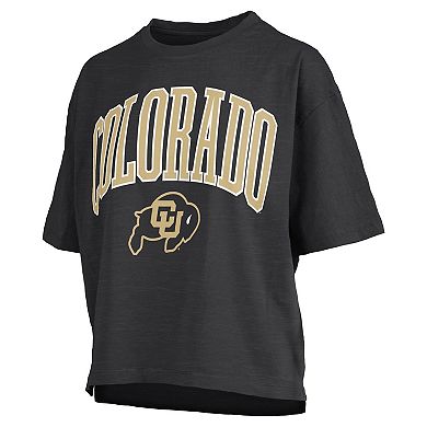Women's Pressbox Black Colorado Buffaloes Nelson Arch Over Logo Waist Length Oversized Slub T-Shirt