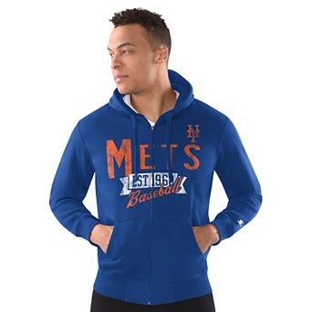 Men's Starter Royal New York Mets Classic Distressed Full-Zip Hoodie