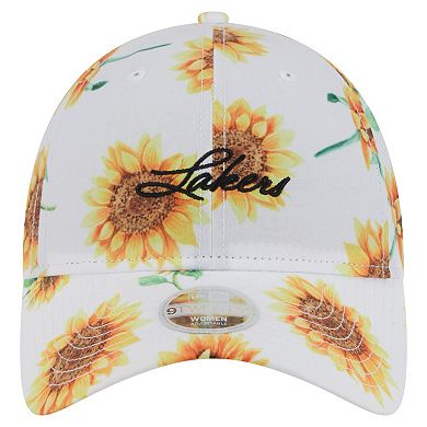 Women's New Era White Los Angeles Lakers Adventure Flower 9TWENTY Adjustable Hat
