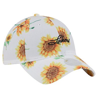 Women's New Era White Los Angeles Lakers Adventure Flower 9TWENTY Adjustable Hat