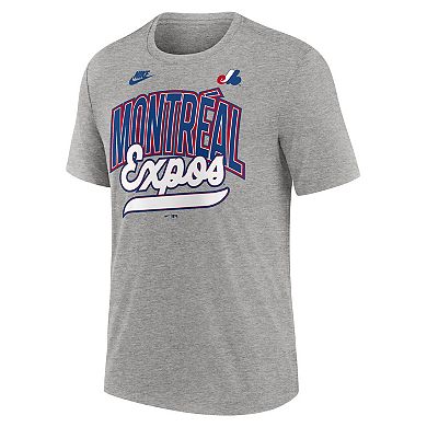 Men's Nike Heather Gray Montreal Expos Cooperstown Collection Retro Tri-Blend T-Shirt