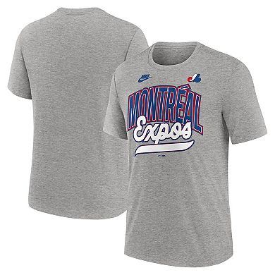 Men's Nike Heather Gray Montreal Expos Cooperstown Collection Retro Tri-Blend T-Shirt
