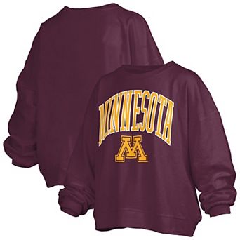Women's Pressbox Maroon Minnesota Golden Gophers Janise Arch Over Logo Waist Length Oversized Pullover Sweatshirt