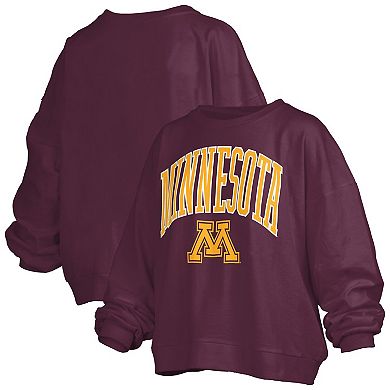 Women's Pressbox Maroon Minnesota Golden Gophers Janise Arch Over Logo Waist Length Oversized Pullover Sweatshirt