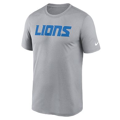 Men's Nike Heather Gray Detroit Lions Primetime Legend Wordmark Performance T-Shirt