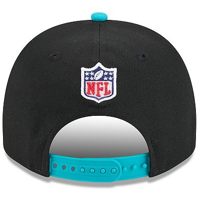 Men's New Era Black/Aqua Miami Dolphins 2025 NFL Draft A-Frame 9FIFTY Snapback Hat