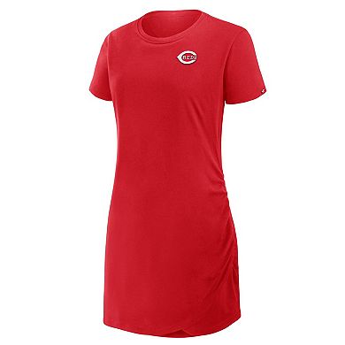 Women's Fanatics Red Cincinnati Reds Ruched Drape T-Shirt Dress
