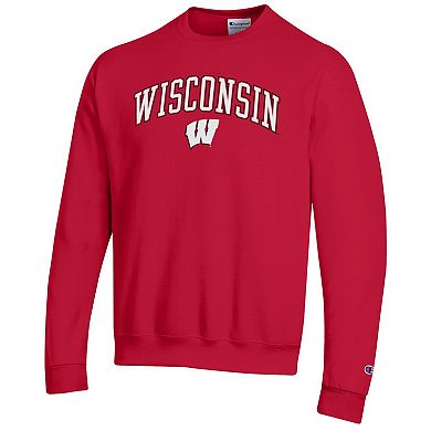 Men's Champion Red Wisconsin Badgers Arch Over Logo Pullover Sweatshirt
