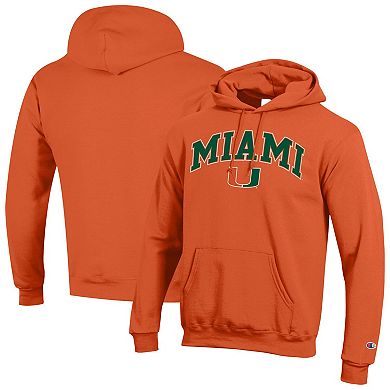 Men's Champion Orange Miami Hurricanes Arch Over Logo Pullover Hoodie