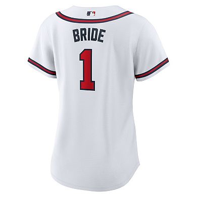 Women's Nike White Atlanta Braves #1 Bride Home Replica Jersey