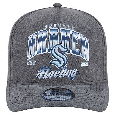Men's New Era Charcoal Seattle Kraken Throwback Washed A-Frame Pre-Curved 9FIFTY Snapback Hat