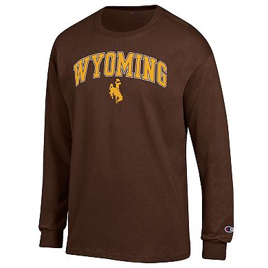 Men's Champion Brown Wyoming Cowboys Arch Over Logo Long Sleeve T-Shirt