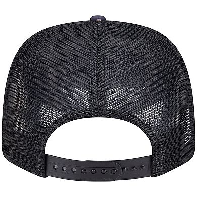 Men's New Era Black Chicago Cubs Adventure Drinks Pattern 9SEVENTY Stretch-Snap Hat