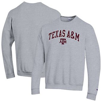 Men's Champion Heather Gray Texas A&M Aggies Arch Over Logo Pullover Sweatshirt