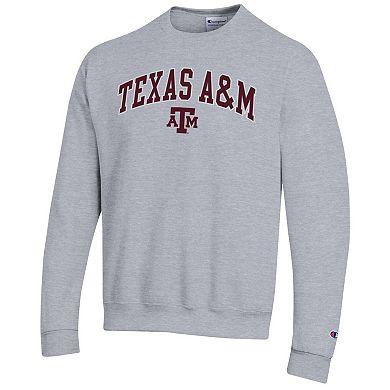 Men's Champion Heather Gray Texas A&M Aggies Arch Over Logo Pullover Sweatshirt
