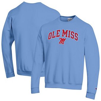 Men's Champion Powder Blue Ole Miss Rebels Arch Over Logo Pullover Sweatshirt