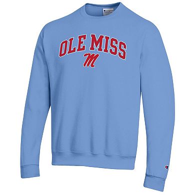 Men's Champion Powder Blue Ole Miss Rebels Arch Over Logo Pullover Sweatshirt