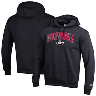 Men's Champion Black Georgia Bulldogs Arched Logo Fleece Pullover Hoodie