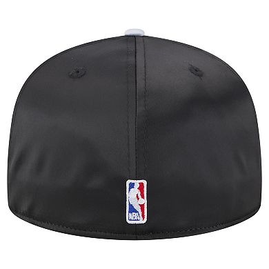 Men's New Era Black/Silver San Antonio Spurs Throwback Satin Vintage Pin Two-Tone 59FIFTY Fitted Hat