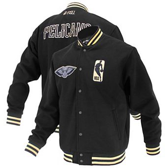 Unisex FISLL Black New Orleans Pelicans Logoman Shadow Collection Full-Snap Varsity Jacket