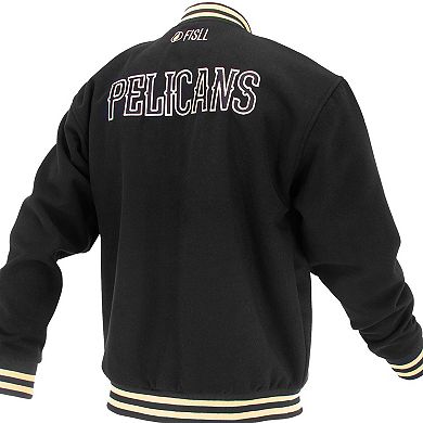 Unisex FISLL Black New Orleans Pelicans Logoman Shadow Collection Full-Snap Varsity Jacket