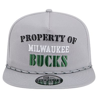 Men's New Era Gray Milwaukee Bucks Throwback Property Of Golfer Snapback Hat