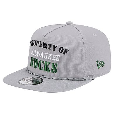 Men's New Era Gray Milwaukee Bucks Throwback Property Of Golfer Snapback Hat