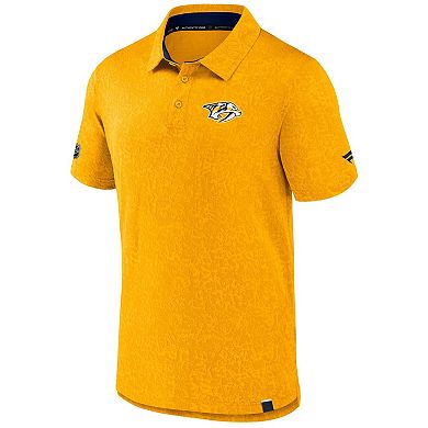 Men's Fanatics Gold Nashville Predators Authentic Pro Jacquard Polo