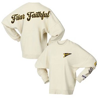 Women's Fanatics Tan San Diego Padres Pennant Flag Branded Fleece Pullover Sweatshirt