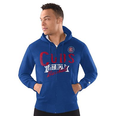 Men's�Starter Royal Chicago Cubs Distressed Full-Zip Hooded Jacket
