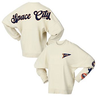 Women's Fanatics Tan Houston Astros Pennant Flag Branded Fleece Pullover Sweatshirt