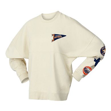 Women's Fanatics Tan Houston Astros Pennant Flag Branded Fleece Pullover Sweatshirt