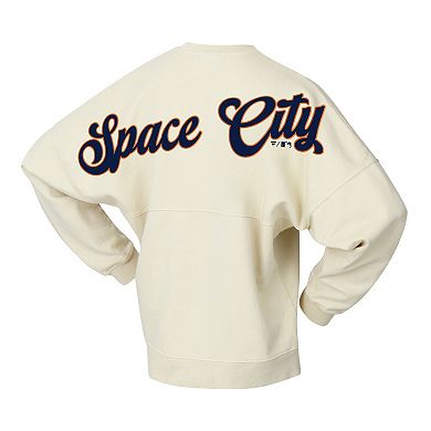 Women's Fanatics Tan Houston Astros Pennant Flag Branded Fleece Pullover Sweatshirt