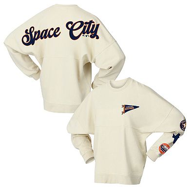 Women's Fanatics Tan Houston Astros Pennant Flag Branded Fleece Pullover Sweatshirt