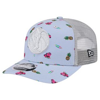 Men's New Era Light Blue/Gray Dallas Mavericks Adventure Aloha Pattern 9SEVENTY Stretch-Snap Hat