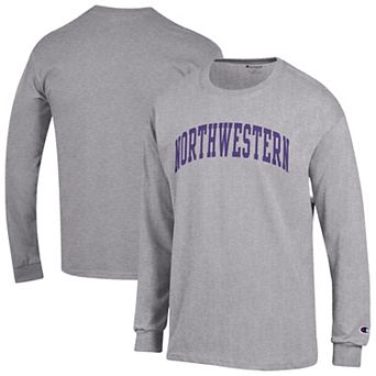 Men's Champion Heather Gray Northwestern Wildcats Basic Arch Long Sleeve T-Shirt